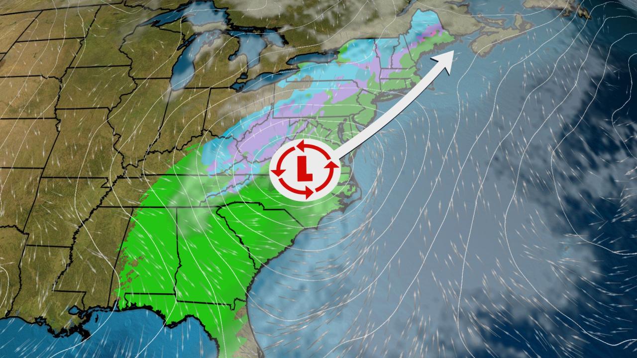 Winter storm snow rain forecast noreaster