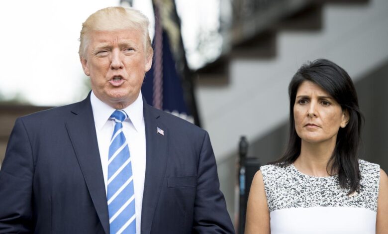 Nikki haley donald trump faculty walkout california