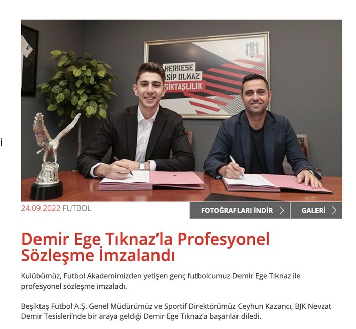 Demir ege tiknaz my football journey besiktas