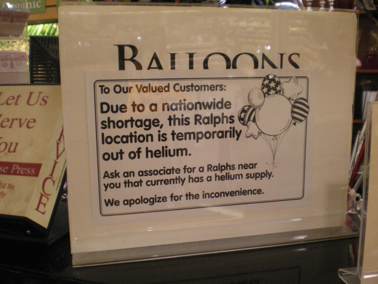 Helium reserves sales shortage